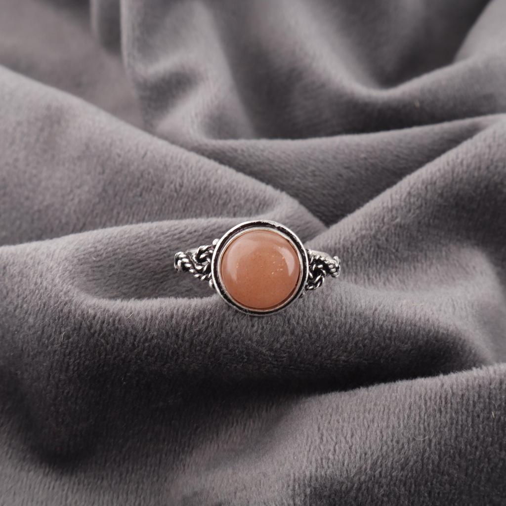 Peach Moonstone Gemstone Jewelry, 925 Solid Sterling Silver Ring, Handmade Gorgeous Silver Ring, For Wedding Gift