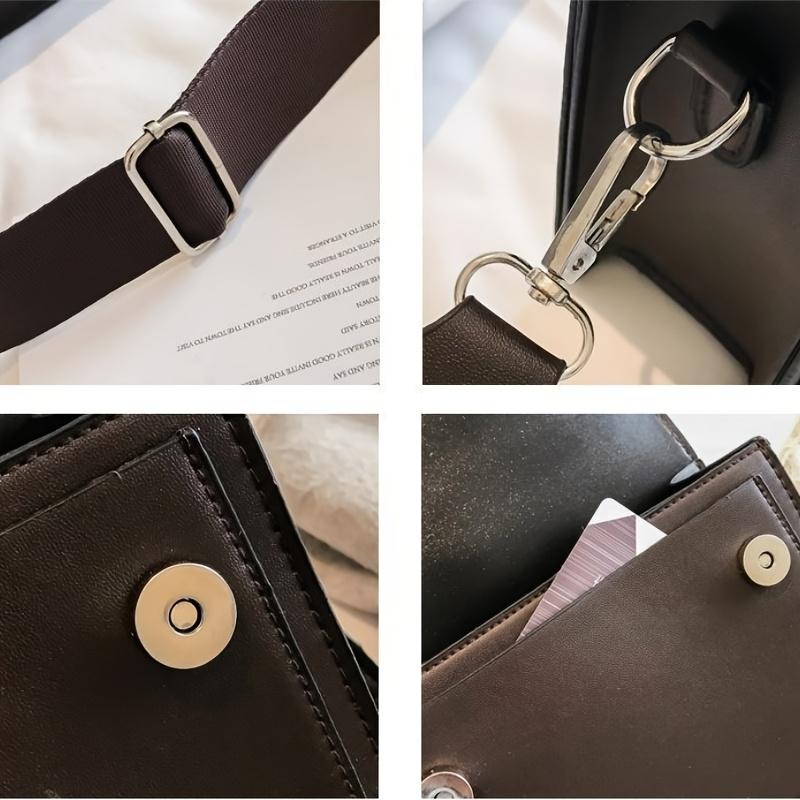 Винтажная однотонная женская сумка через плечо, простая текстура, универсальный широкий плечевой ремень, модная маленькая квадратная сумка, съемный регулируемый плечевой ремень