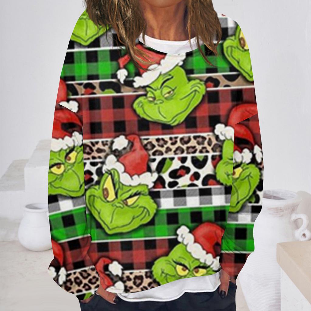 Women's Casual Fashion Vintage Printed Long Sleeve O-Neck Sweatshirt Layer Pullover Top