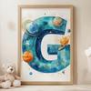 Letter "G" In Space - Decorative Poster Letter "G" In Space - Decorative Poster, 40X50 Cm, Frameless, Matte Paper 230 Gsm