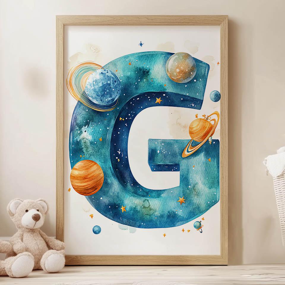Letter "G" In Space - Decorative Poster Letter "G" In Space - Decorative Poster, 40X50 Cm, Frameless, Matte Paper 230 Gsm