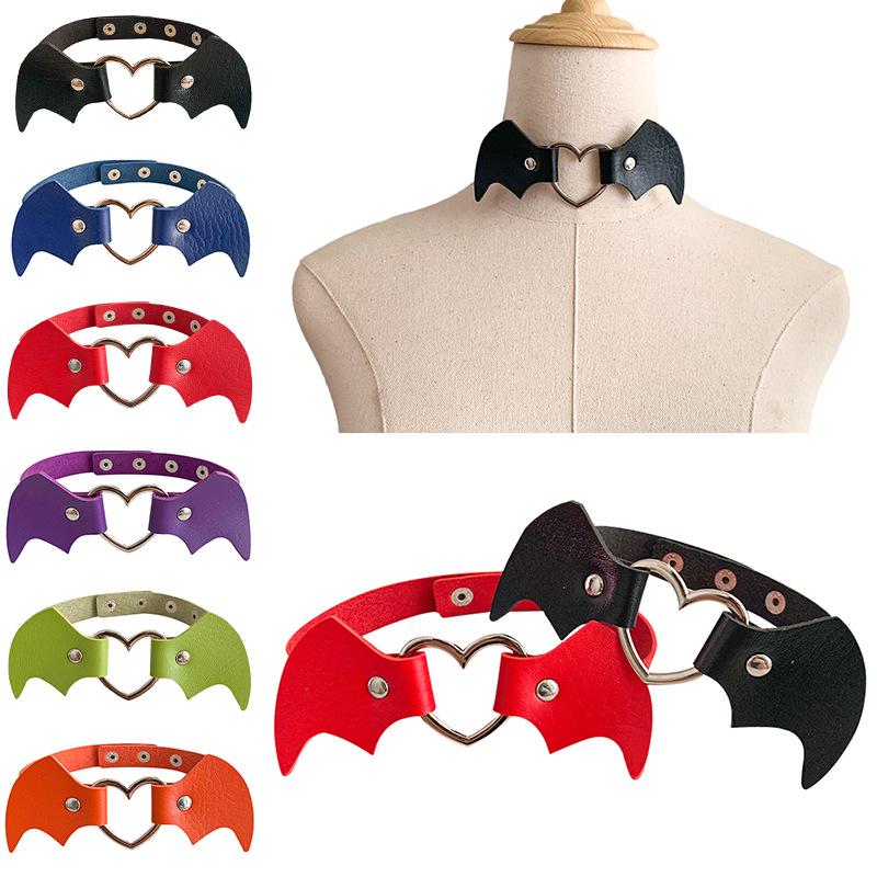 Punk Heart Bat Leather Choker Necklace - Trendy Halloween & Christmas Neckband