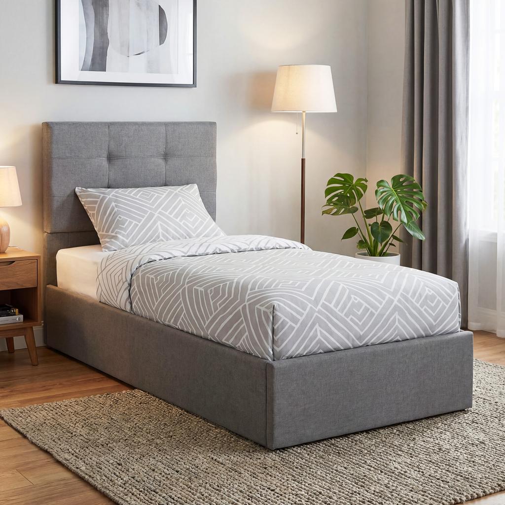 3ft Single Ottoman Bed with Gas Lift Storage - Grey