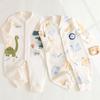 100% Cotton Baby Romper Long Sleeve Seamless Design Single Row Buttons Soft Class A Safety Newborn Bodysuit Simple Style