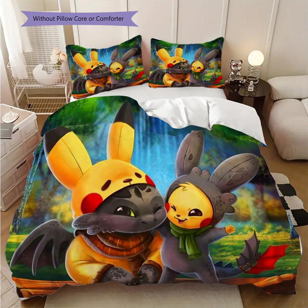 Pikachu Eevee Forest Threepiece Set 1 Duvet Cover 2 Pillowcase Without Core Duvet Cover And Pillowcase Soft And Comfortable