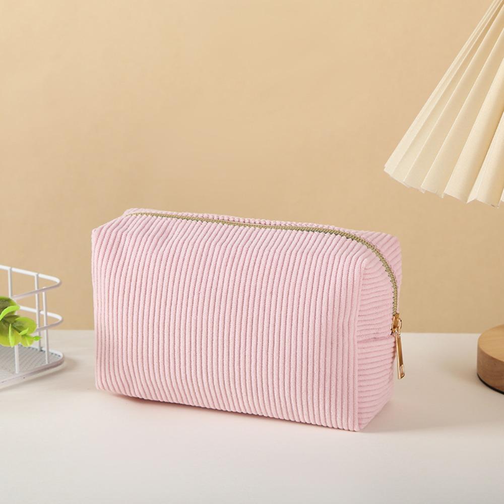 Large Capacity Pencil Case Corduroy Toiletry Organizer Fashion Velvet Makeup Pouch  Lady
