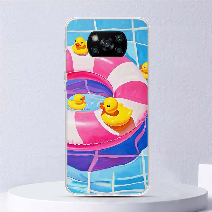 Резиновые Уточки Бассейн Мягкий Чехол Для Xiaomi Poco X7 X6 X5 X4 X3 Nfc F7 Ultra F6 F5 Pro Чехол Для Телефона F4 Gt F3 M5S M4 M3 M5 M6