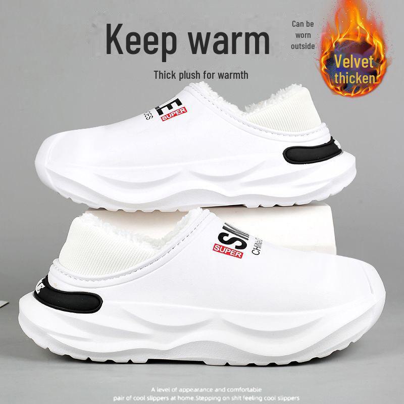 2024 Мужские водонепроницаемые нескользящие хлопковые тапочки для зимы — теплые, большого размера, идеально подходят для вождения и использования на открытом воздухе