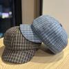 Korean Style Octagonal Hat for Women Thin Plaid Peaked Cap Autumn Student Painter Hat Thin Breathable Beret Trend