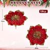 24CM Velvet Artificial Magnolia Christmas Flowers Bouquet Christmas Tree Ornaments Home Room Decoration New Year Gift