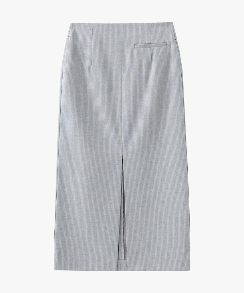 Suare Woman Front Slit Maxi Skirt Light Grey