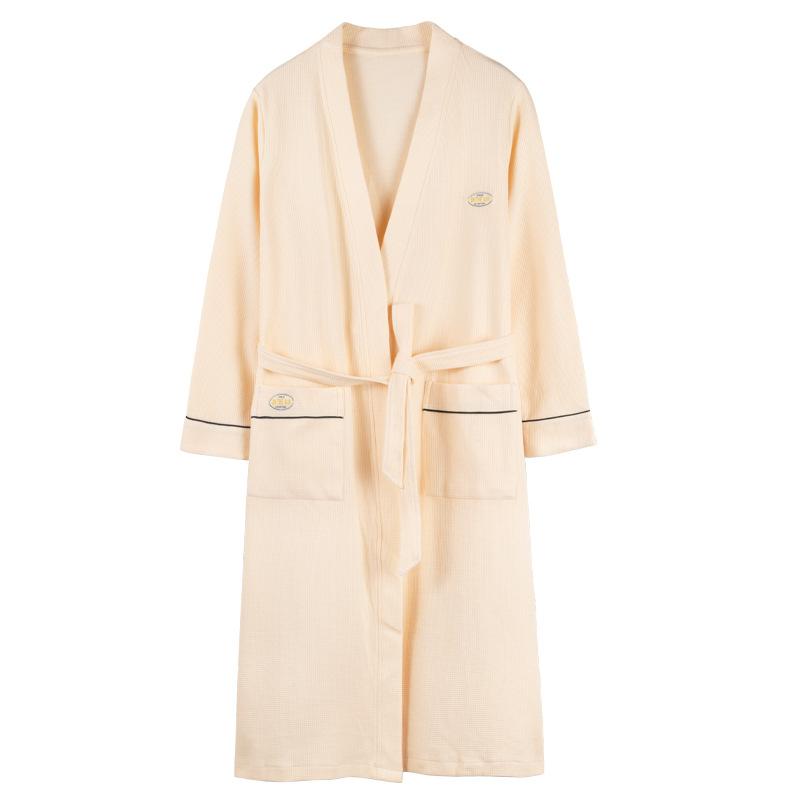Couple Nightgown Women'S Pajamas Spring And Autumn Cotton Long-Sleeved Bathrobes Men'S Autumn Cotton Simple Dressing Gown Yukata Loungewear