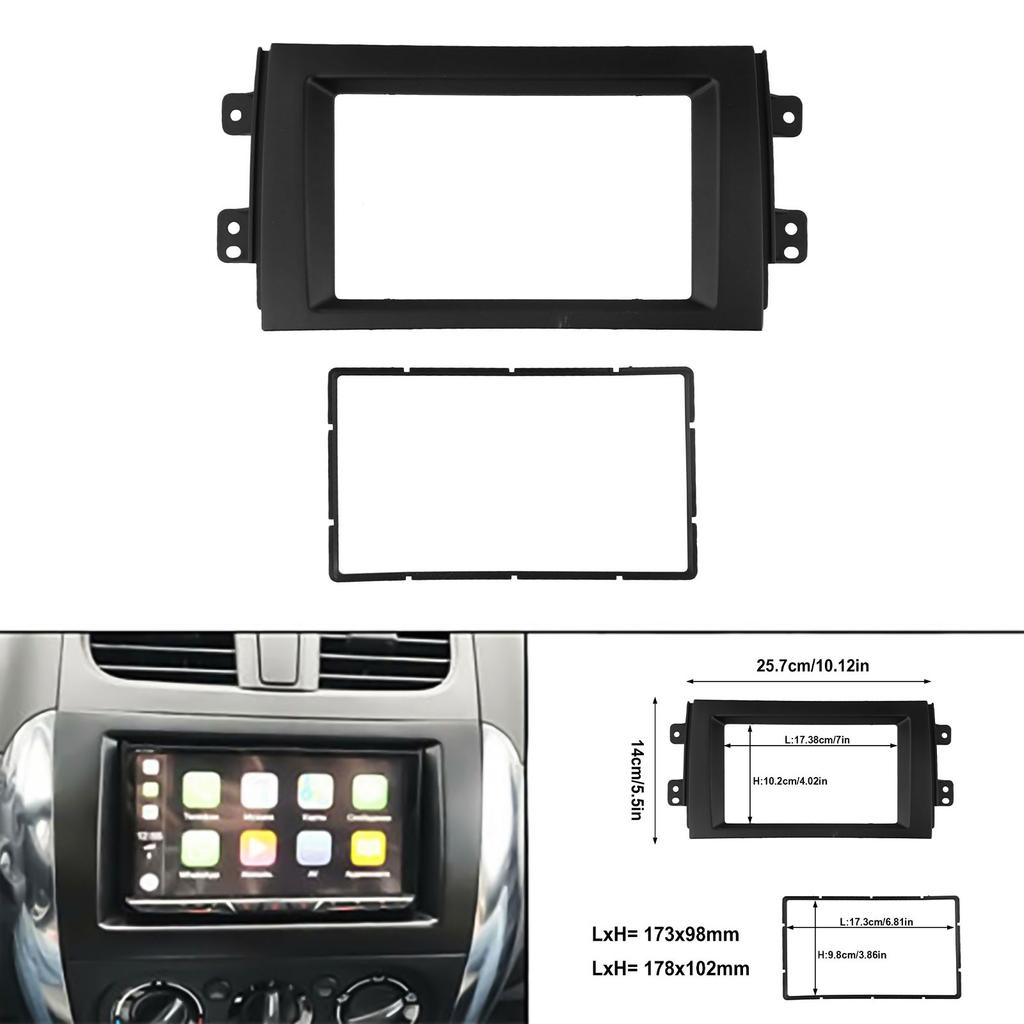 Black Stereo Radio Plate Frame Panel Dash Double Din For 2007-13