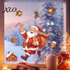 Xmas Theme Window Film Santa Claus Static Cling, Christmas Glass Stickers with Running Santa, Candy Festive Cane & Bell, Reusable PVC Holiday