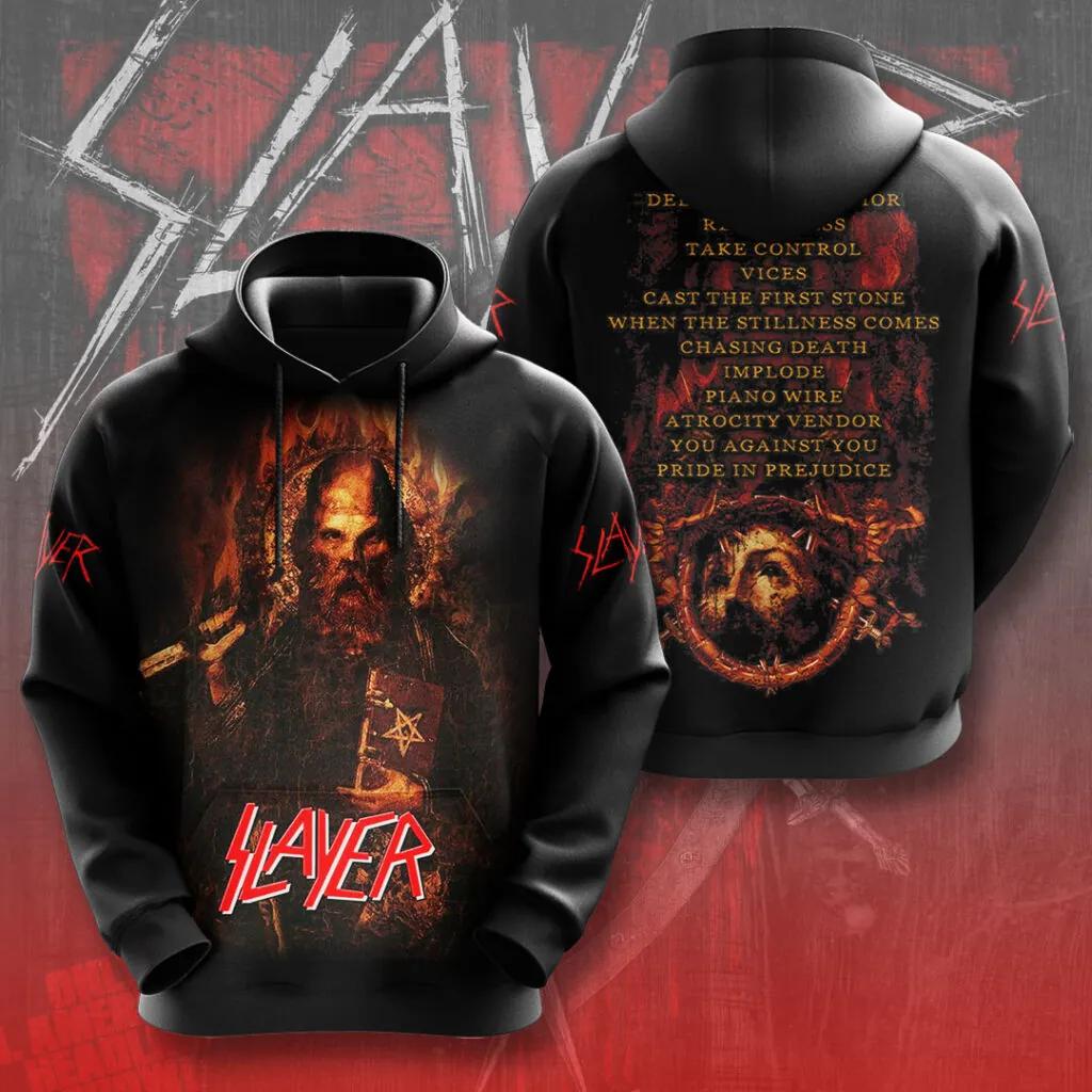 Модные Мужские Худи Свитшоты Рок-группы Slayer 3D-печать Мужской Хип-хоп Спортивный костюм Пуловер Оверсайз Уличная одежда Худи Y2k