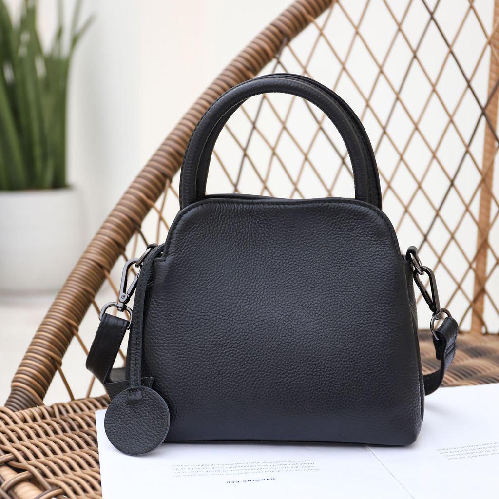 Genuine Leather Women's Top-Handle Shoulder Bag - Elegant European & American Style 2025