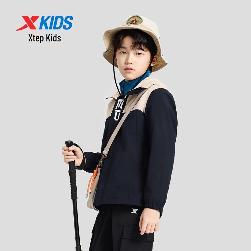 XTEP Kids' Hooded Windproof Soft Shell Jacket