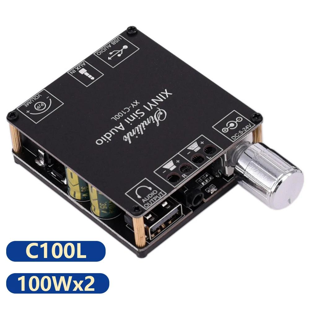 Bluetooth 5.0 Digital Power Amplifier Board C50L C100L Stereo 50/100W Dual-Channel Stepless Tuning Amplifier Module AUX USB Play