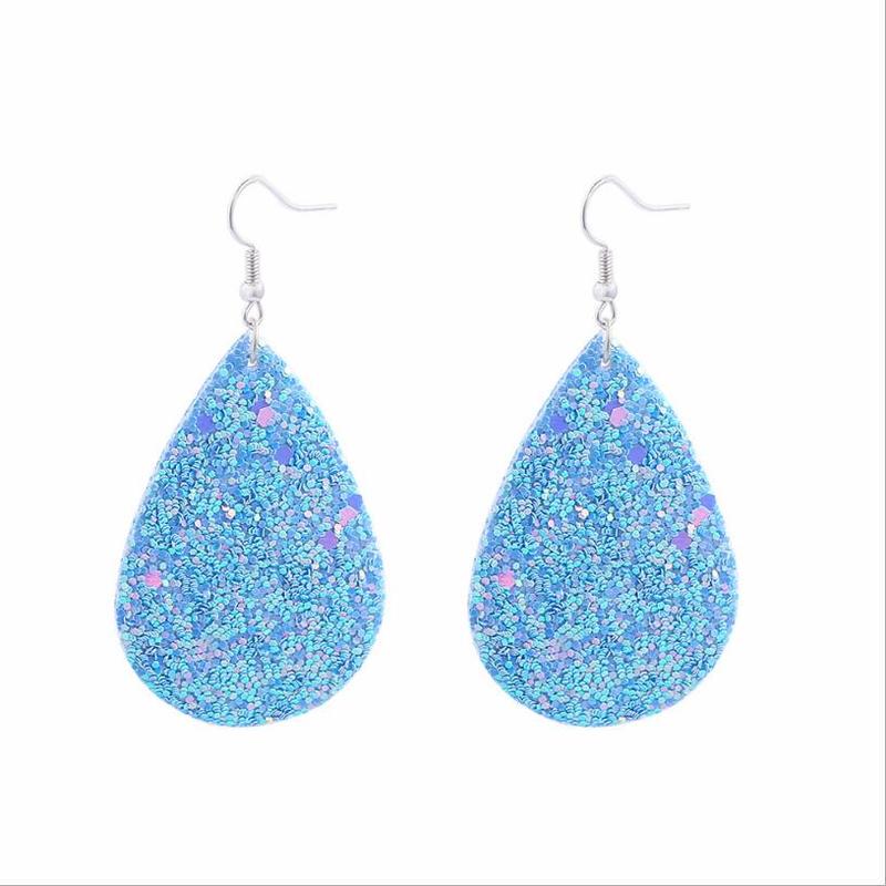 Блестящие красочные блестки, кожаные серьги-капли, богемные блестящие серьги-капли в форме капли воды