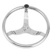 13.5in 3 Spoke 316 Stainless Steel Steering Wheel with 5 8in ‑18 Nut Turning Knob for Yacht