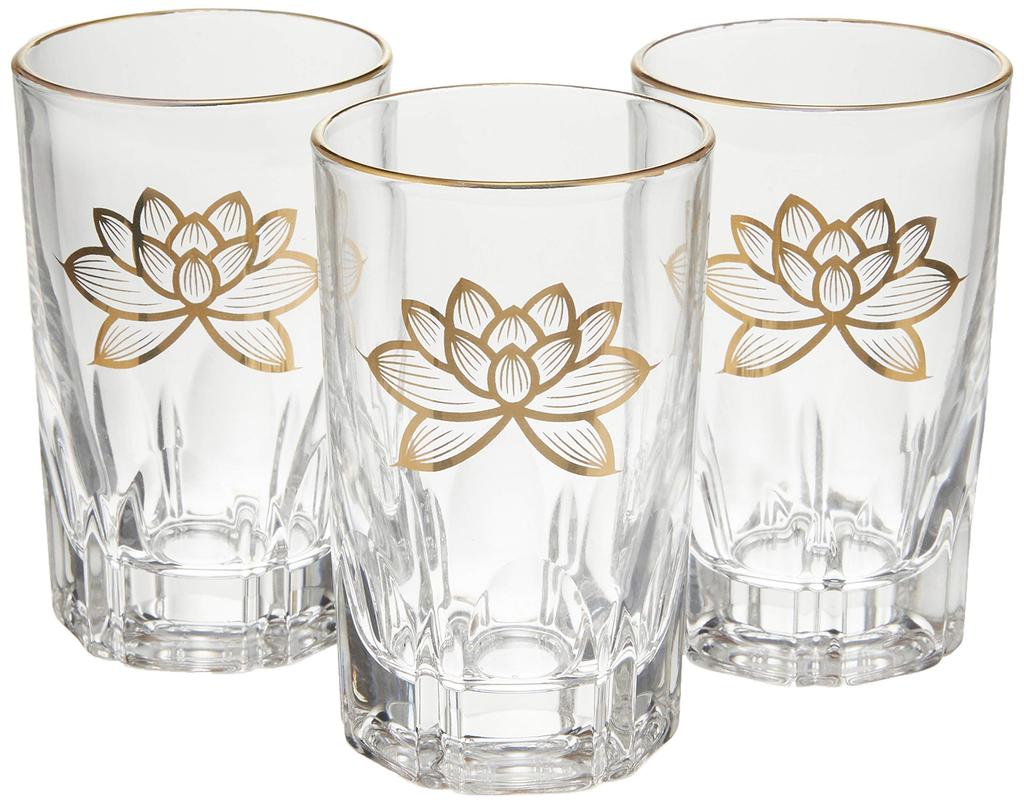Set of 3 Large Kinren Glass Cups [5.6 x 9cm] for Buddhist Altars, Memorial Services, Graves, Buddhist Altars, Obon, and Higan