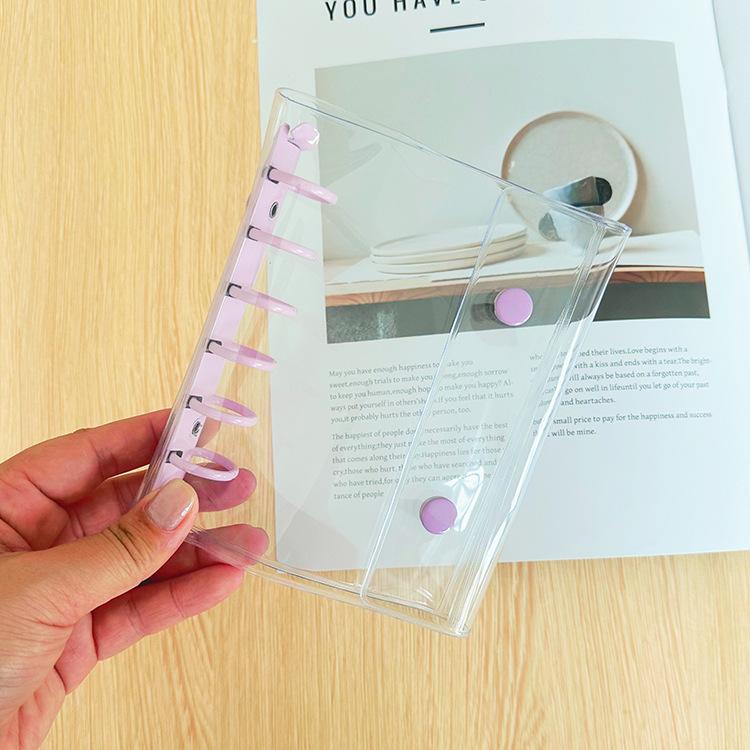 A7 Double Botton Colorful Transparent PVC Soft Cover Binder Cover Journal Sketchbook Accessories Diary Office Supplies
