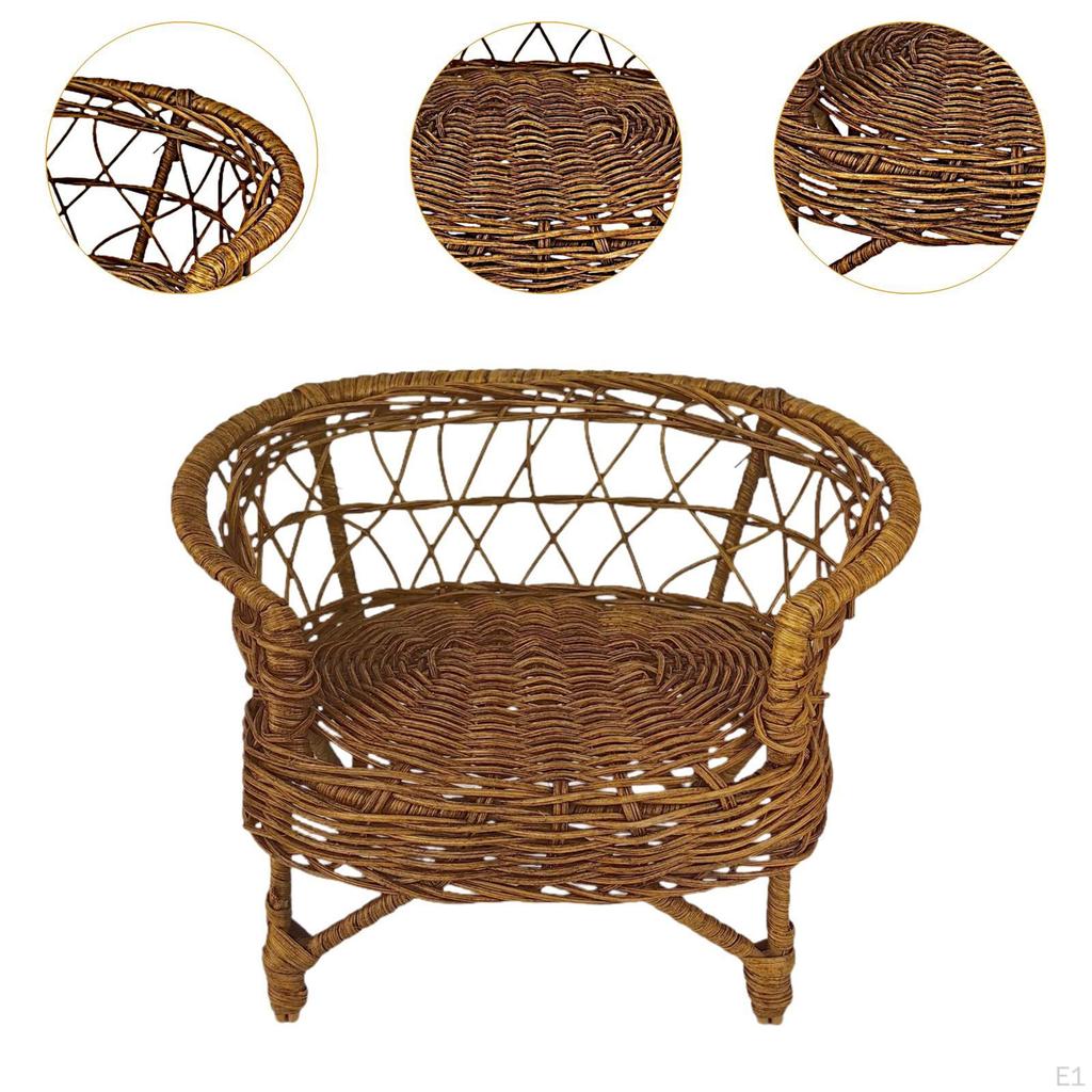 1:12 Doll House Rattan Chair ,Miniature Craft ,Ob11 Wicker Accessories ,