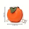 Orange Shape Crossbody Bag Cute and Stylish PU Leather Shoulder Bag for Women Small Crossbody Purse with Chain Strap