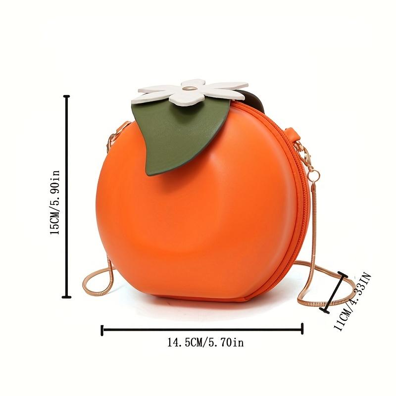 Orange Shape Crossbody Bag Cute and Stylish PU Leather Shoulder Bag for Women Small Crossbody Purse with Chain Strap