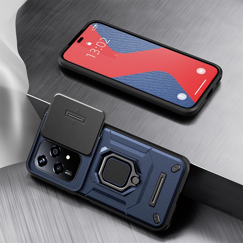 Case Keysion For Shockproof Honor 200 Lite 5g Slide Camera Lens Protection Ring Stand Phone Cover For For Huawei Honor 200 Lite