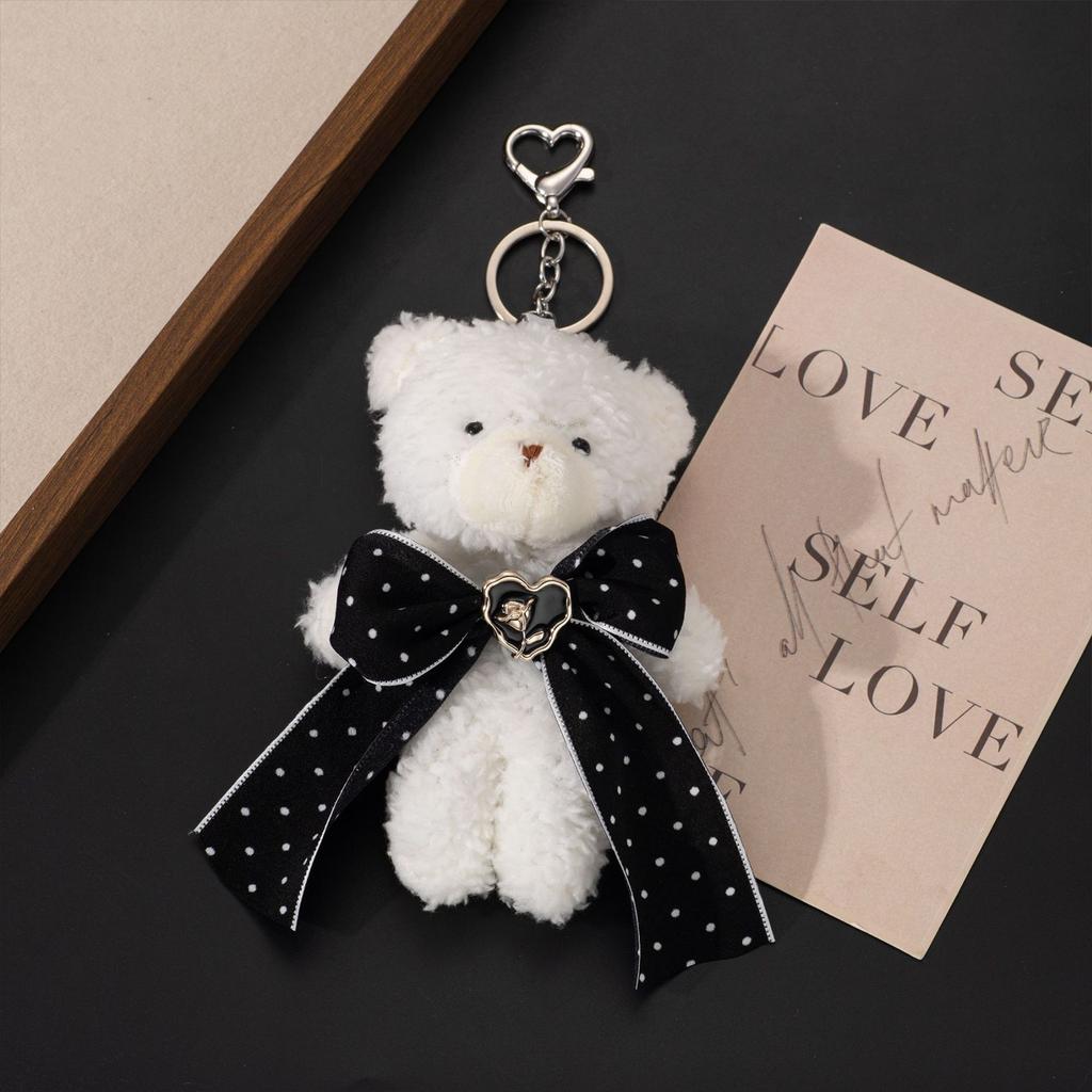 Creative Plush Cartoon Bear Sweet Bow Dot rose Personality Ribbon Chain Couple Sisters Accessories Bag Charm