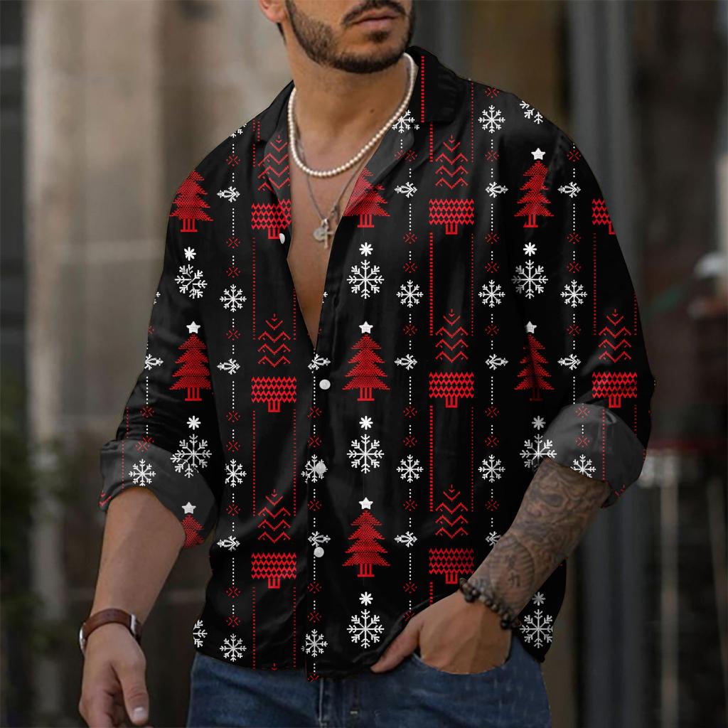 Men'S Casual Loose Fitting Long Sleeved Shirt Fashionable Lapel Shirt Top