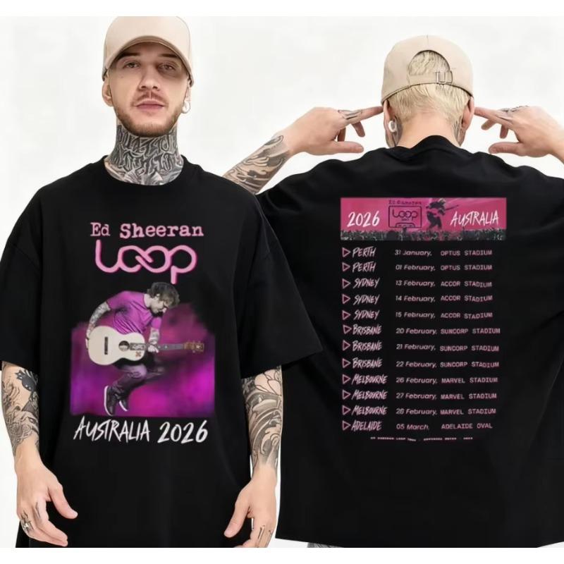 Ed Sheeran Loop Tour Australia 2026 Tour Merch Tshirt Summer Cotton Unisex Casual Fashion Tshirt