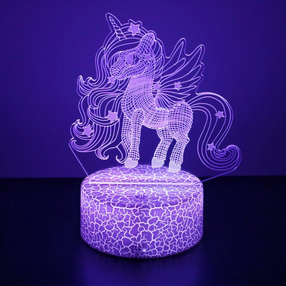 Anime 3D Lamp Unicorn LED Night Light RGB Color Changing Touch Child Nightlight Kid Toy Room Bedroom Decor Valentine's Day Gifts