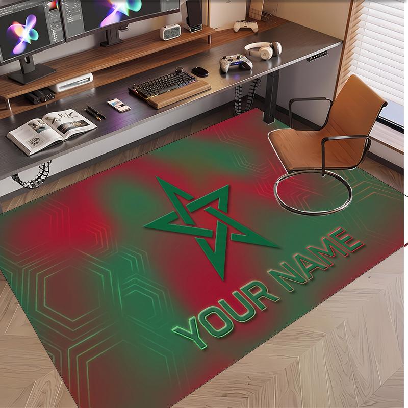 Personalized Crystal Velvet Carpet Morocco Football Pattern Non Slip Floor Rug