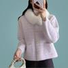 Autumn and Winter Woolen Coat with Fur Collar Large Size Loose Fat Sister Temperament Coat Cardigan Top