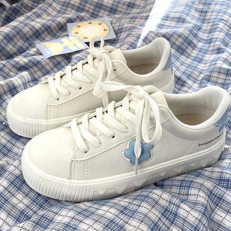 Студенческие женские маленькие белые туфли цвета мороженого, нишевые повседневные кожаные туфли с оригинальным дизайном, дышащие водонепроницаемые кроссовки