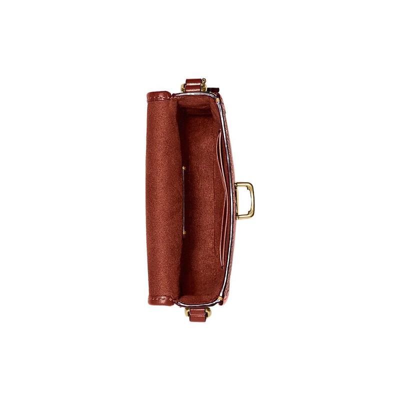 COACH Studio 14 Classic Presbyopia Pattern Flap Closure Coated Canvas and Calf Leather Shoulder Crossbody Bag Mini Women's Khaki and Brown Red