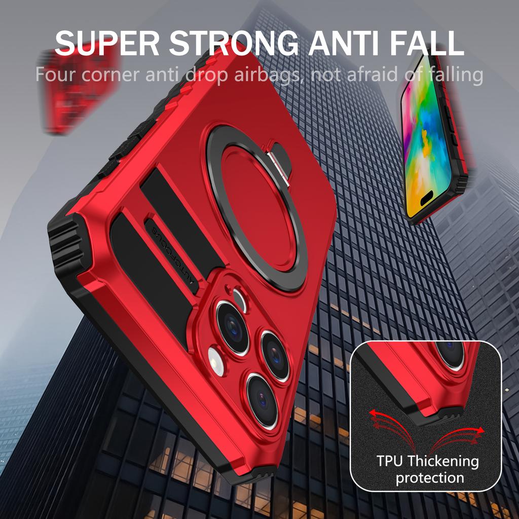 Для iPhone 16 Pro Max Магнитный чехол Кольцо-подставка PC+TPU Противоударная Защитная крышка