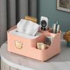 Plastic Multi Compartments Tissue Box Removable Large Capacity Tissue Storage Box Decorative Cosmetic Storage Box Desktop
