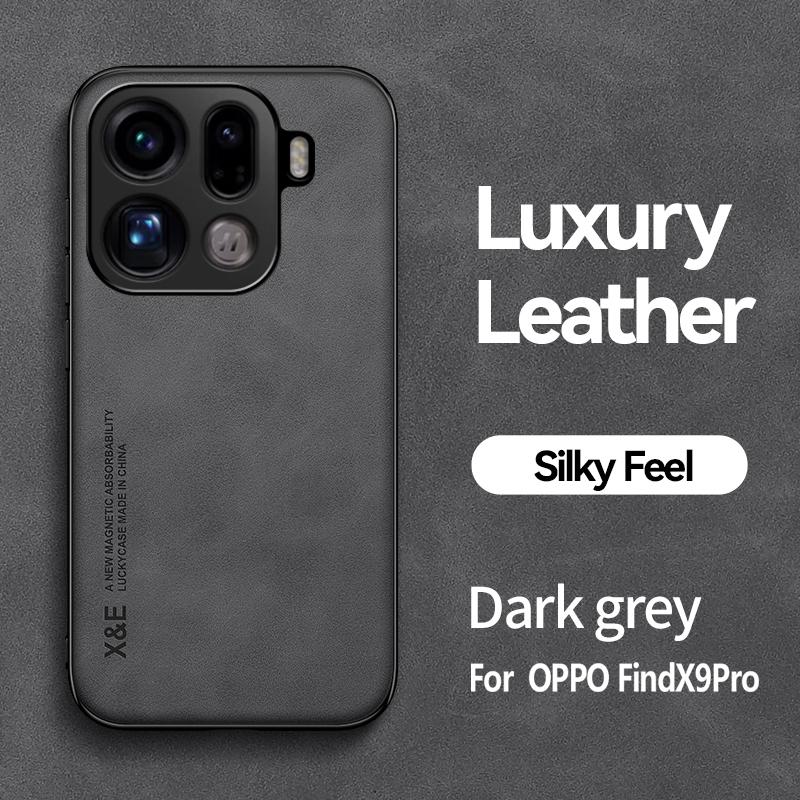 EUCAGR Роскошный Магнитный Ударопрочный Задний Чехол Из ПУ Кожи Для OPPO Find X9 Pro X9Pro С Металлической Пластиной Корпус Телефона Для OPPO Find X9