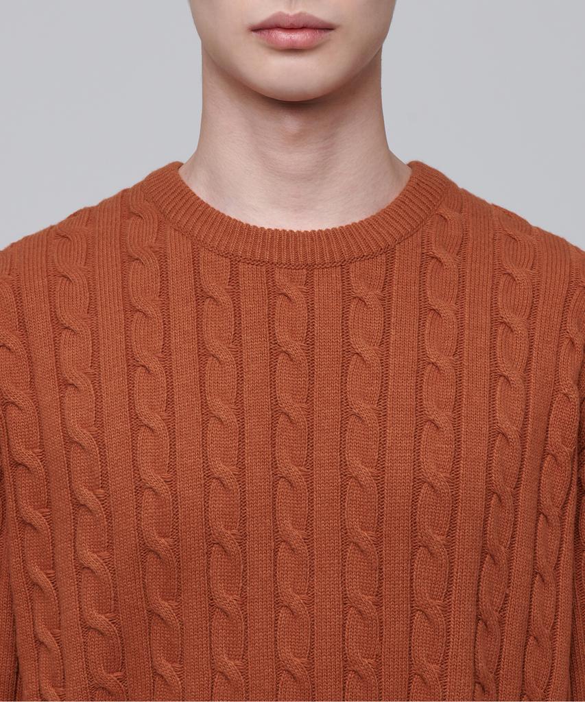 MUSINSA STANDARD Cable Crew Neck Knit [Tangerine]