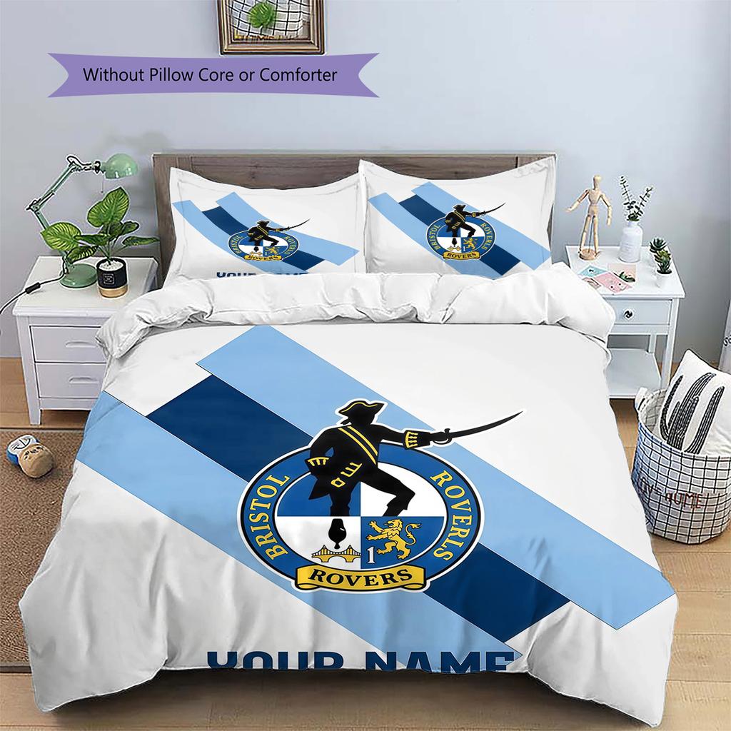Custom Name Bristol Rovers Pattern Bedding Quilt Set Home Decoration Gift (1 * duvet cover + 2 * pillowcase without core)