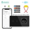 BSEED 1/2/3-клавишные Wifi сенсорные выключатели света Tuya Smart Life Приложение Alexa С розетками EU, портами питания USB, конденсатором в комплекте, черный