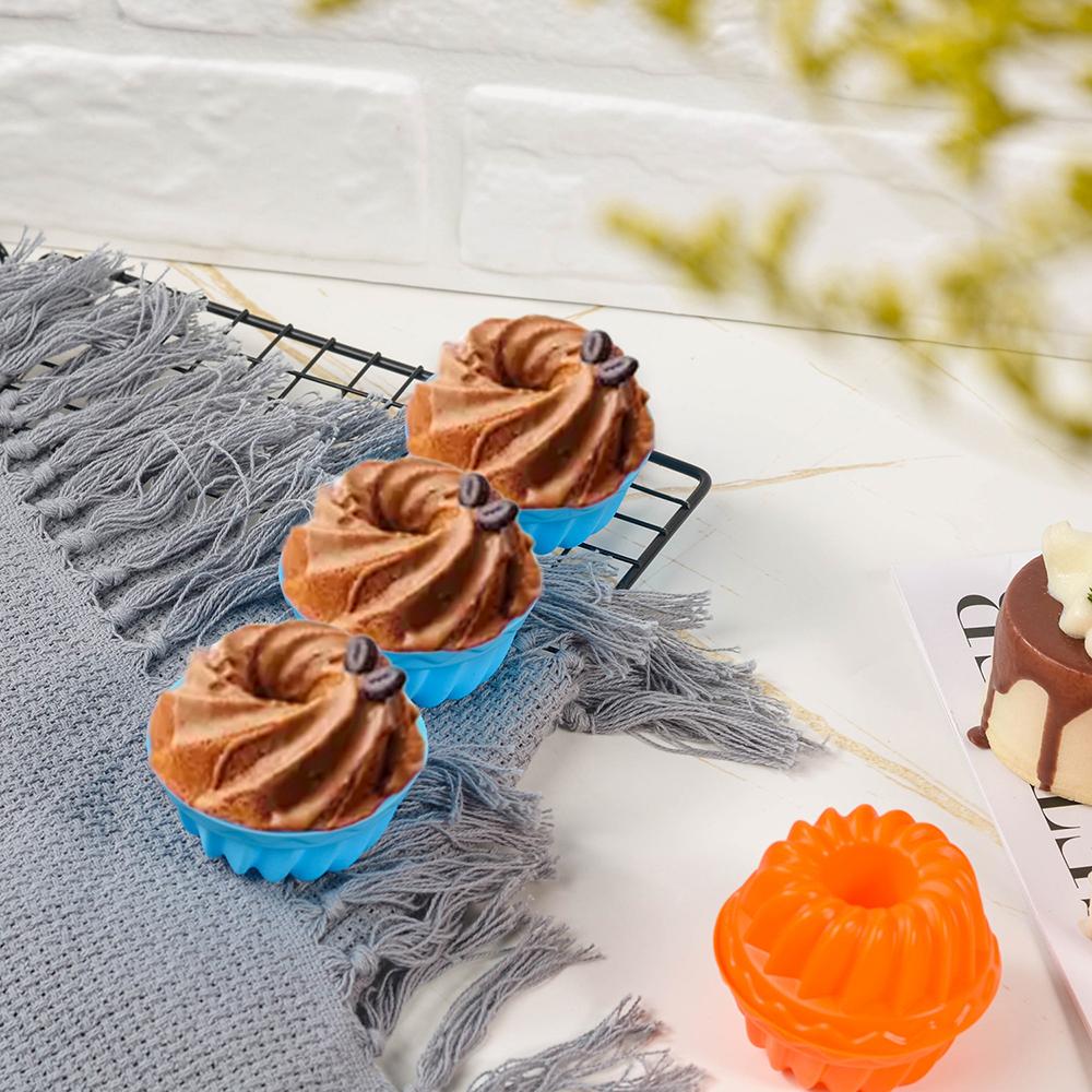 6 ШТ. Силиконовая форма для выпечки тортов, высокотемпературная и легко извлекаемая форма для торта, маленькая спиральная форма для шифонового торта, угощения на Хэллоуин
