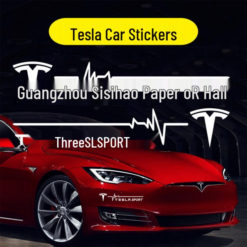 Семицветные декоративные наклейки на бампер и окна Tesla Model 3/Y/X/S