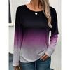Women's T Shirt Fashion Casual Color Gradient Regular Tops Long Sleeve Round Neck Print Regular Fit Daily Weekend Red Blue Purple Gray Spring & Fall