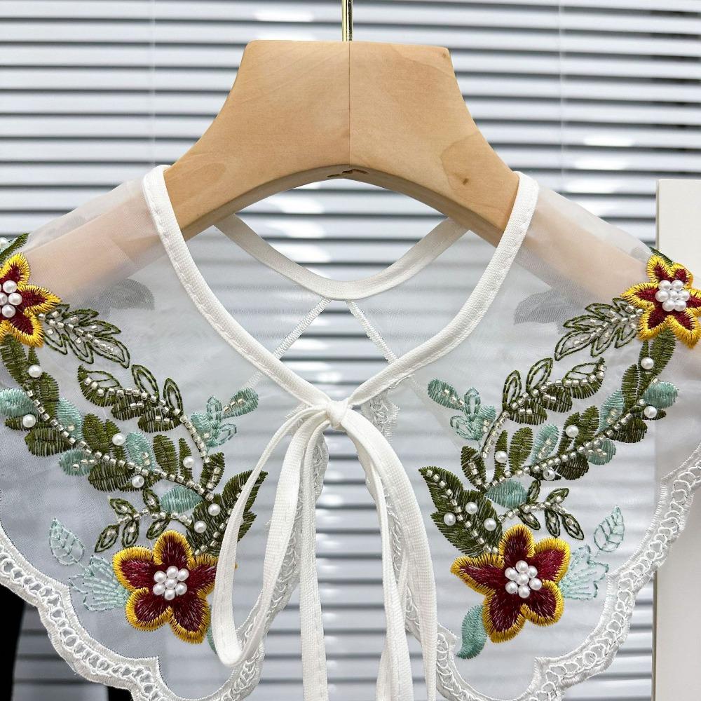 Organza Embroidery Dingzhu Shawl Collar White Detachable Shirt Collar Fashion Women's Lace Collar
