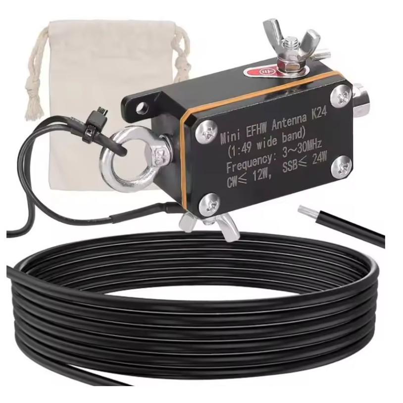 QRP K24 Карманная широкополосная полуволновая штыревая антенна с противовесом 3-30 МГц с чехлом