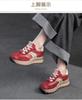 Spring and Autumn Thick-soled Trendy Cool Red Dad Shoes Genuine Leather Retro Sports and Leisure Shoes Cowhide Women's Travel Shoes